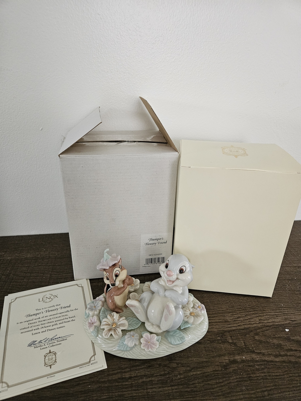 Lenox Thumper & Friend Porcelain Figurine - White, Brown, Pastel Accents